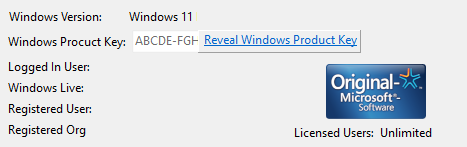 Reveal Windows Product Key