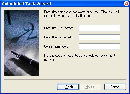 Scheduled Task Wizard - Username/Password
