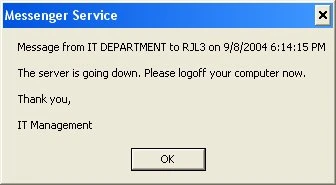 Standard Microsoft net send message dialog